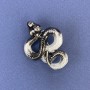 Snake Brooch-Pendant Gray Enamel Silver-Tone Metal 40x31mm +