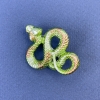 Snake Brooch-Pendant with Light-Green Enamel on Silver-Tone Metal 40x31 mm +