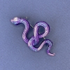 Snake brooch-pendant Purple-Blue enamel Silver metal 30x55 mm +