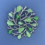 Brooch pendant 'Sprigs' with green Cat's Eye in silver-tone metal, diameter 54mm+