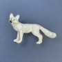 Dog Brooch, White Color with Green Crystals, 34×60mm+