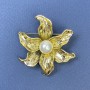 Brooch pendant "Flower with Pearl", gold-tone metal, diameter 45 mm+