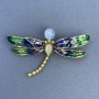 Brooch Babka blue and gray Cat's Eye enamel gold-tone metal, diameter 61mm+-, length 40mm+-