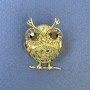 Brooch-Pendant Owl with Gray Crystals, Golden Metal, Diameter 28mm±, Length 38mm±
