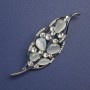 Brooch 'Leaf Cat's Eye' with White Crystals