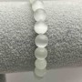 White Cat's Eye Bracelet with Smooth Beads, 8mm Diameter, 18cm Length (Stretch)