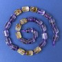 Citrine and Amethyst Beads, Faceted Cylinders 12x8 mm on Thread, Length About 43 cm