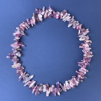 Tourmaline Chip-Needle Beads on Thread, 9–18×2–6 mm, Length 39 cm