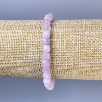 Kunzite Faceted Cube Bracelet, 6mm Diameter, 18 cm Length, Stretch