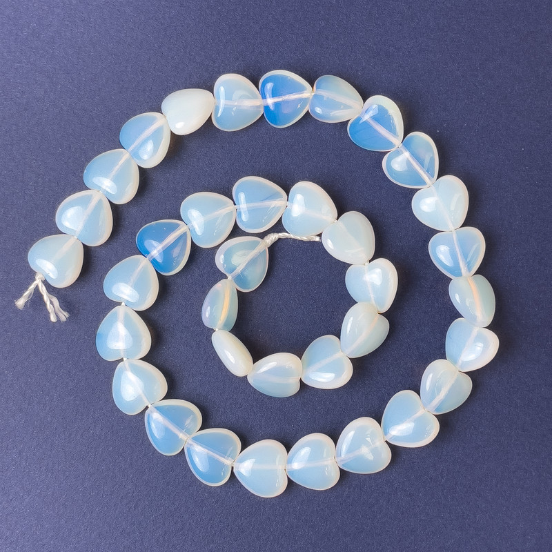 Moonstone Heart-Shaped Beads 11x12x5mm ± on thread, length 40 cm+