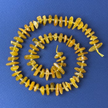 Amber Chip Beads 10x3 mm + with seed beads, diameter 3 mm + on a thread, length 38 cm +