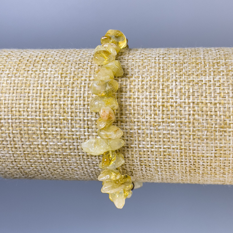 Citrine Chip Bracelet, 6x3 mm diameter, 18 cm length, stretch