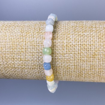 Morganite Bracelet Faceted Cube, 6 mm Diameter ±, 18 cm Length ±, Stretch Bracelet