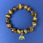 Tiger's Eye Bracelet with smooth 10 mm beads and 11 mm faceted beads, length 18 cm, stretch