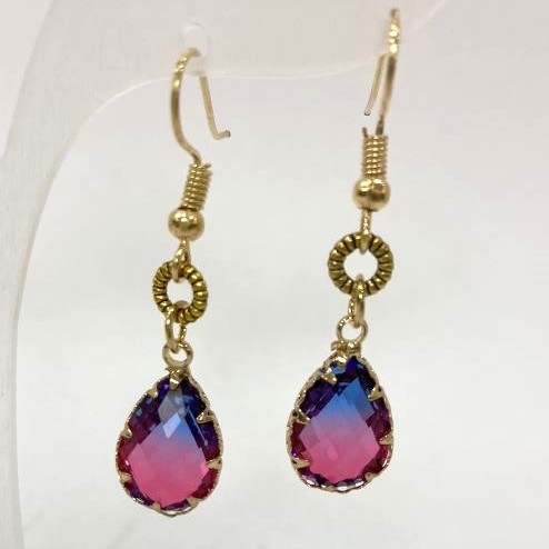 Drop Earrings Multicolor, diameter 10mm+-, length 42mm+-