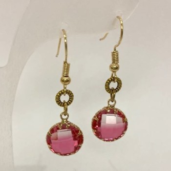 Earrings 'Pink Crystal', diameter about 12 mm, length about 40 mm