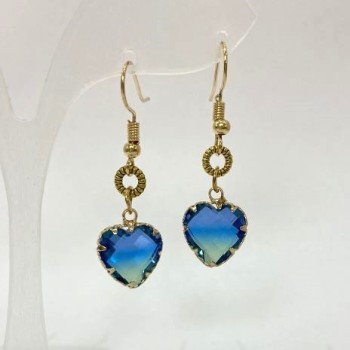 Heart Multi-Color Earrings, 12mm diameter, 40mm length