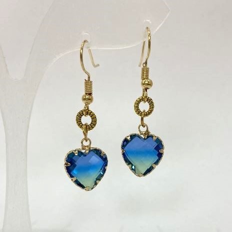 Heart Multi-Color Earrings, 12mm diameter, 40mm length