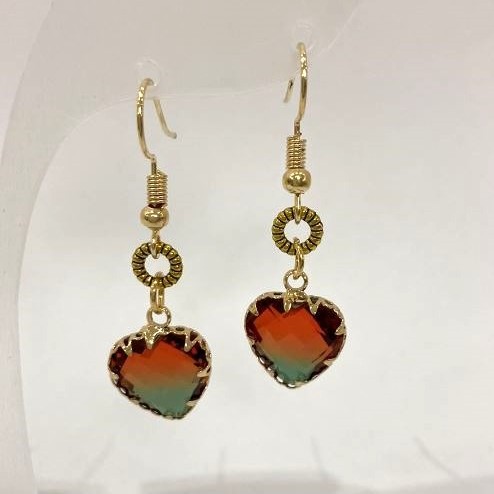 Heart Multicolor Earrings, 12mm diameter, 40mm length