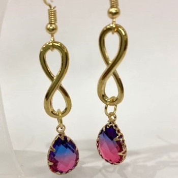 Infinity Multicolor Earrings, 10 mm diameter, 58 mm length