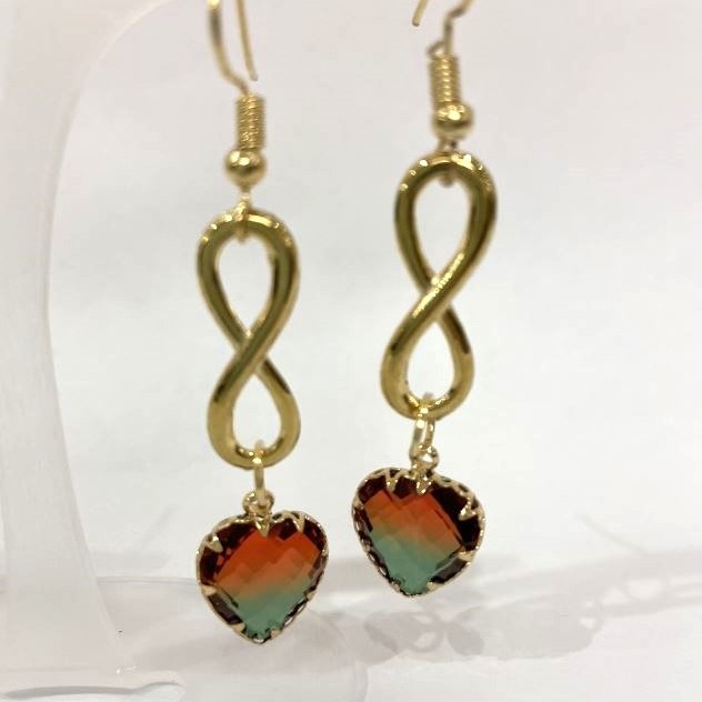 Infinity Multicolor Earrings, diameter 10mm +/-, length 58mm+