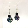 Hematite Coin Earrings 12x4 mm+-, Agate Smooth Ball 6 mm+-, Length 38 mm+-