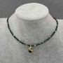 Malachite faceted cube choker, diameter 2 mm ±, with a gold-toned metal pendant, length 36–40 cm ± with a clasp