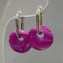 Raspberry Agate Earrings, diameter 18 mm ±, length 30 mm ±