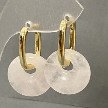 Rock Crystal Earrings, diameter 15mm, length 27mm