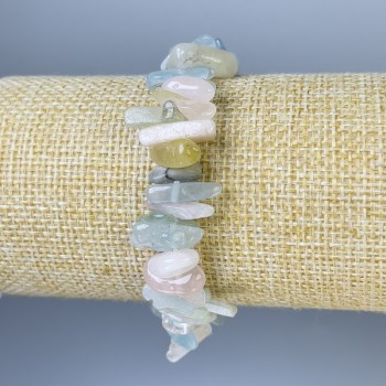 Morganite Chip Bracelet, diameter 9-15×3-6 mm, length 18 mm, stretch