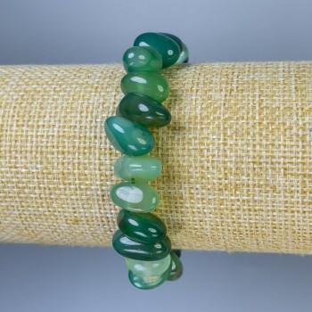 Green Agate Faceted Bracelet, diameter 9-14×7-9 mm, length 18 mm, stretch