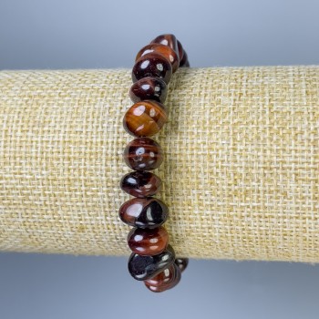 Bull's Eye Bead Bracelet, Faceted, diameter 8-10×7-9 mm, length 18 mm, stretch
