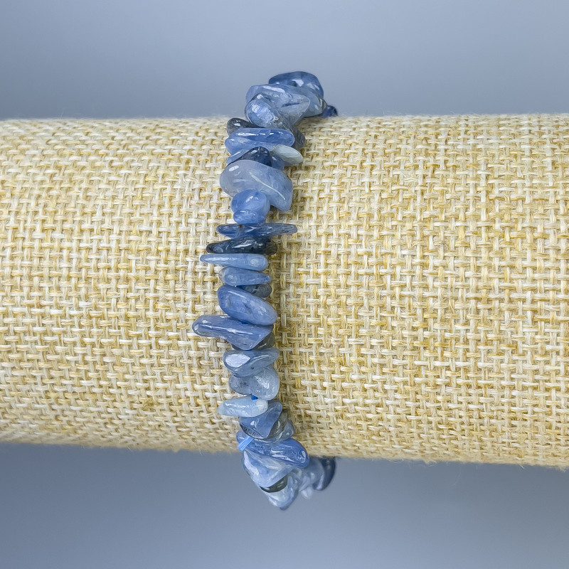 Kyanite Chip Bracelet, 8x3 mm diameter, 18 mm length, stretch base