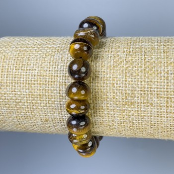 Tiger's Eye Bracelet, Faceted Beads, diameter 11×9 mm ±, length 18 mm ±, stretch