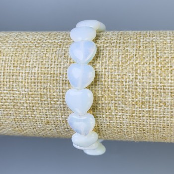 Moonstone Heart Bracelet, diameter 12×12 mm, length 18 mm ± stretch