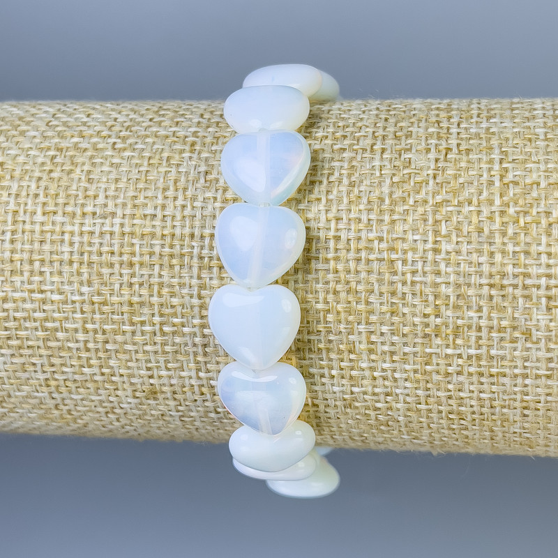 Moonstone Heart Bracelet, diameter 12×12 mm, length 18 mm ± stretch