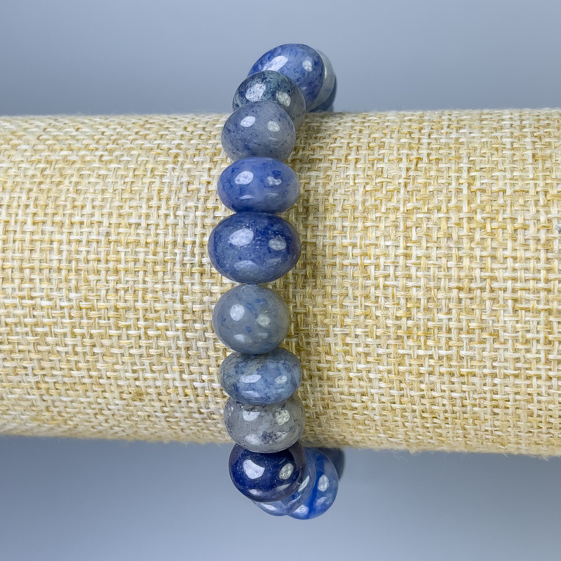 Blue Aventurine Faceted Bracelet, diameter 10-12×7-10 mm, length 18 mm stretch