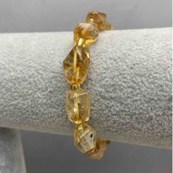 Citrine Bracelet, Faceted, diameter 12x10 mm ±, beads 3.5 mm ±, stretch length 18 mm ±