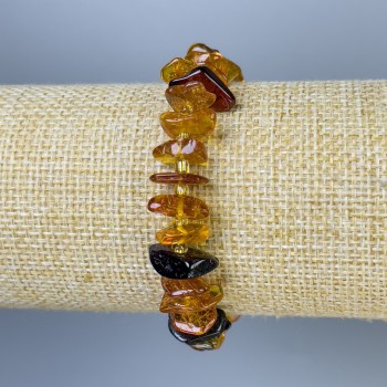 Amber Chip Bracelet, diameter 7-13×2-4 mm +/- with beads, length 18 mm +/- stretch