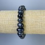 Elastic Falcon's Eye Bracelet with Faceted Stones, Diameter 10-13×8-10 mm, Length 18 mm