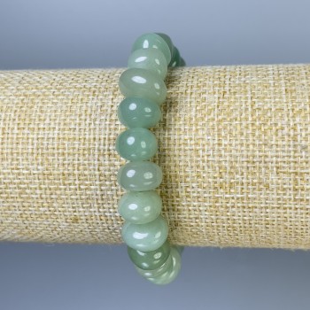 Jade Bracelet with Faceted Beads, Diameter 11x8 mm, Length 18 mm, Stretch