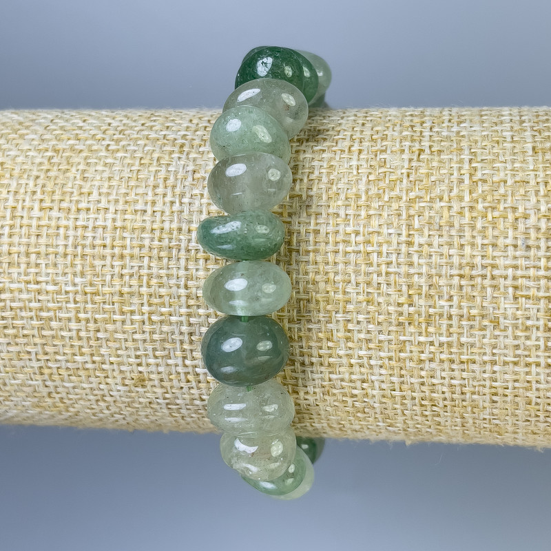 Faceted Jade Bracelet, 11×8 mm diameter, 18 mm length, stretch