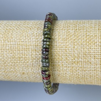 Dragon Blood Jasper Rondelle Bracelet, 6×2 mm beads, elastic