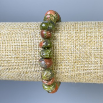 Heliotop Jasper Faceted Bracelet, 10x7 mm beads, 18 mm length, stretch
