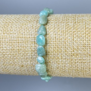 Amazonite bracelet, faceted beads, diameter 5-8×5-7 mm ±, length 18 mm ± stretch