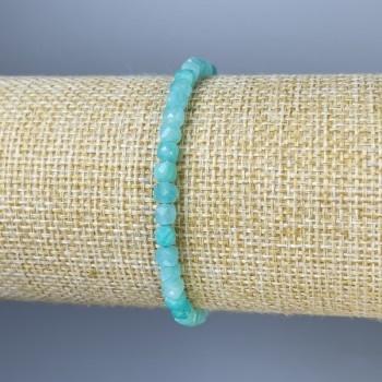 Amazonite bracelet with faceted cubes, 4 mm diameter, 18 mm length, stretch