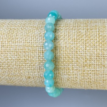Amazonite bracelet with faceted beads, diameter about 7 mm, length about 18 mm, stretch