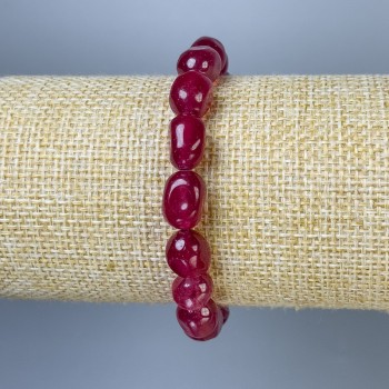 Toned Quartz Bracelet with Imitation Tourmaline (galtyvka) Beads, 10x8 mm diameter, 18 mm length +/- stretch