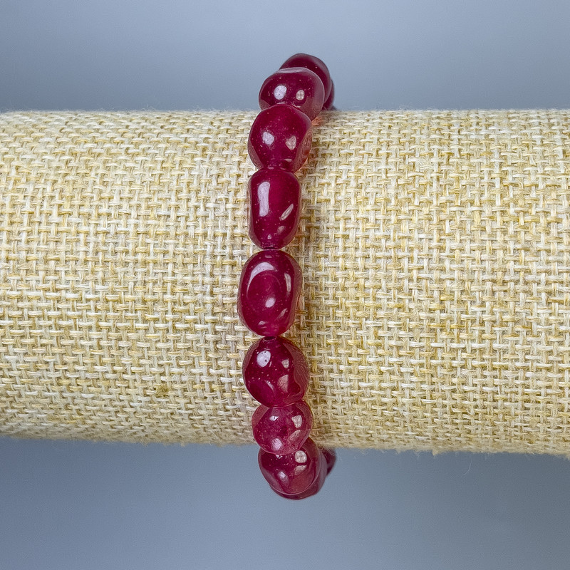 Toned Quartz Bracelet with Imitation Tourmaline (galtyvka) Beads, 10x8 mm diameter, 18 mm length +/- stretch