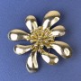 Flower Brooch Pendant, 60mm, Golden Metal